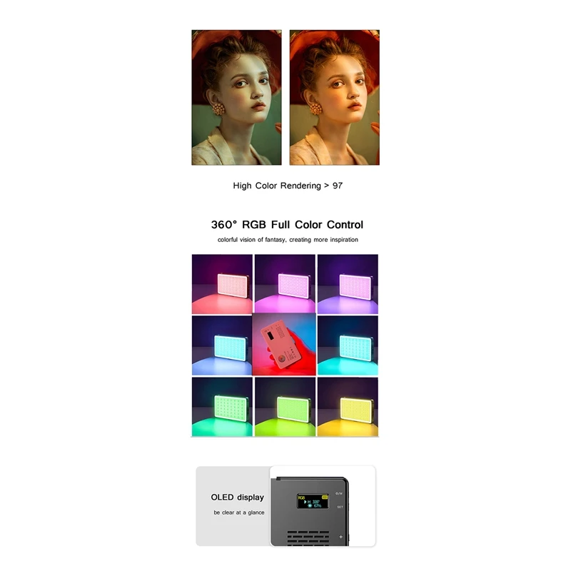 2500K-9000K Φ RGB камера Цветовая Выходная видеосъемка светодиодный перезаряжаемая