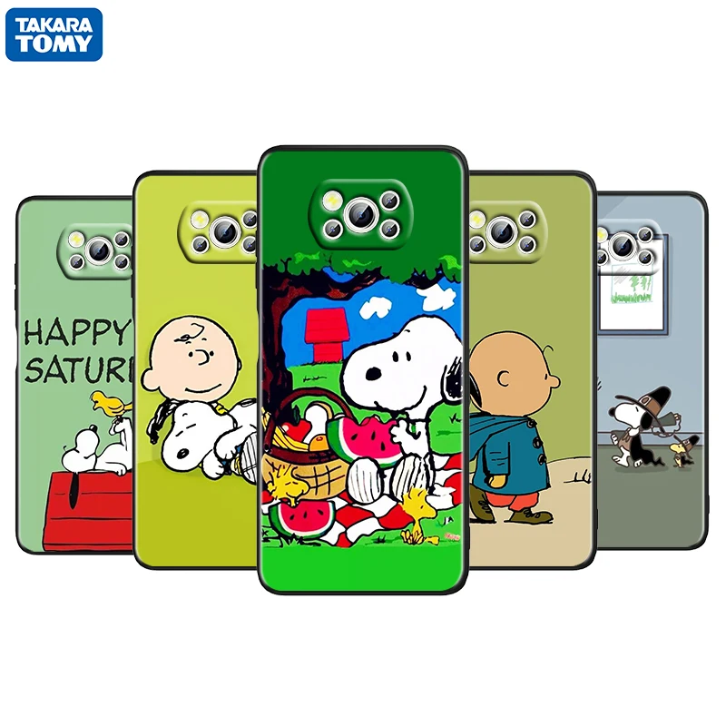 

Snoopy Cute Charlie Cartoon For Xiaomi Poco M4 X3 F3 GT NFC M3 C3 M2 F2 F1 X2 Pro Mi Mix3 Black Phone Case Cover Fundas Coque