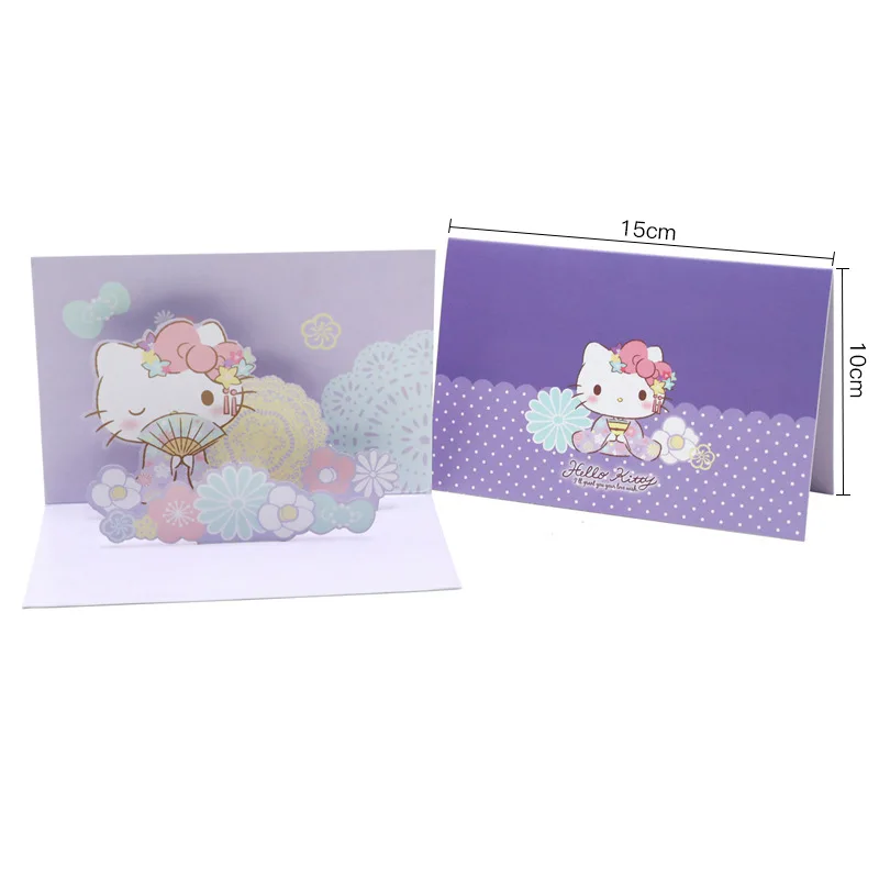 

New Kawaii My Melody Greeting Card Stationery Cinnamoroll 3D Folding Cute Handmade Birthday Card Teacher's Day Gift Friend Gift