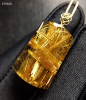 natural gold rutilated quartz rectangle pendant necklace 24 515 37 8mm gold rutilated quartz jewelry women men brazil aaaaaaa