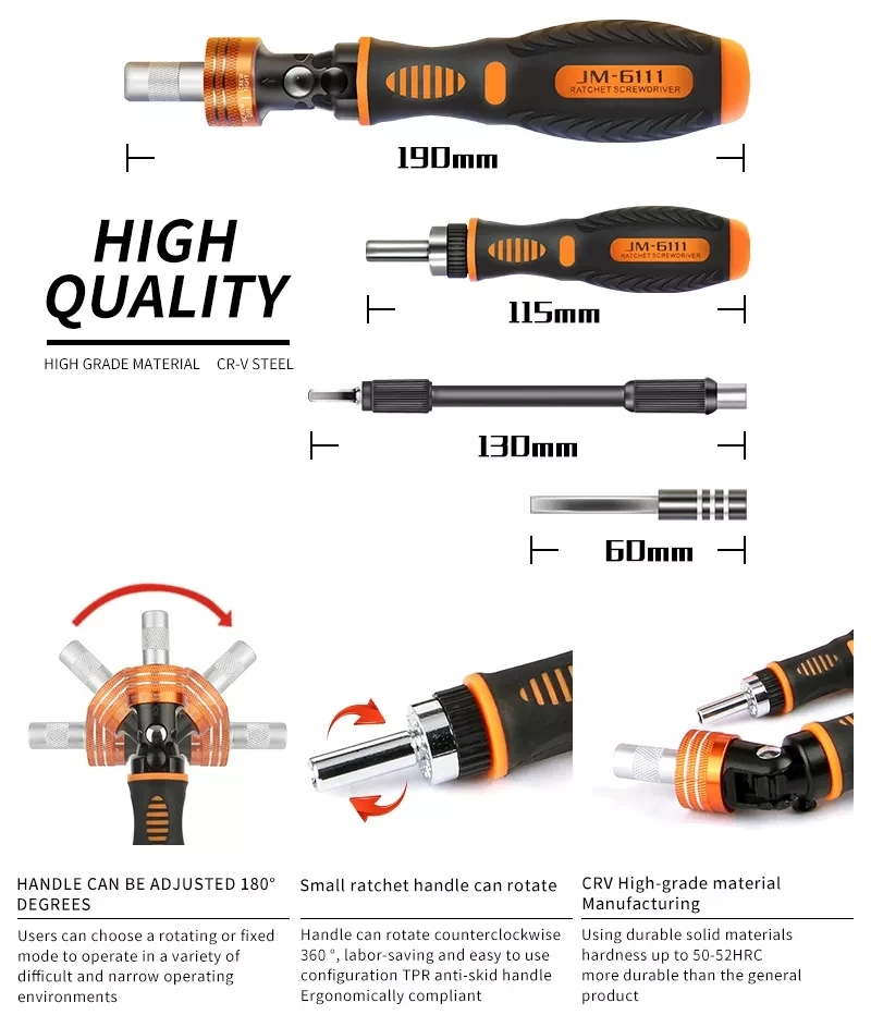 JM-6111 69 в 1 DIY ручной инструмент набор отверток с храповым механизмом