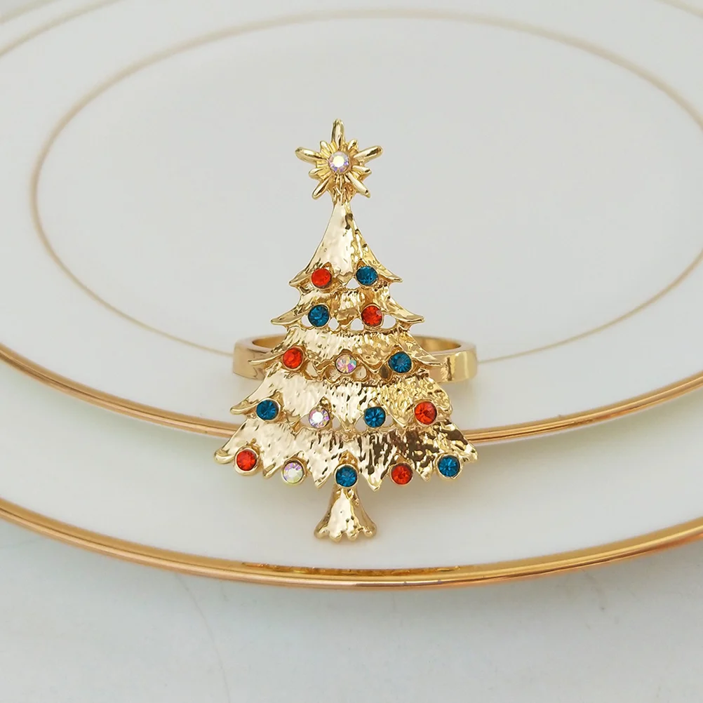 

4pcs Christmas Napkin Rings Napkin Buckle Napkin Holders Christmas Tree Serviette Rings Christmas Table Decor Table For napkins