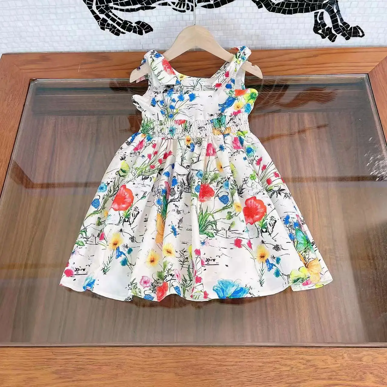 

Brand design children's clothing summer new girls' vest suspender skirt luxury temperament party children's clothing
