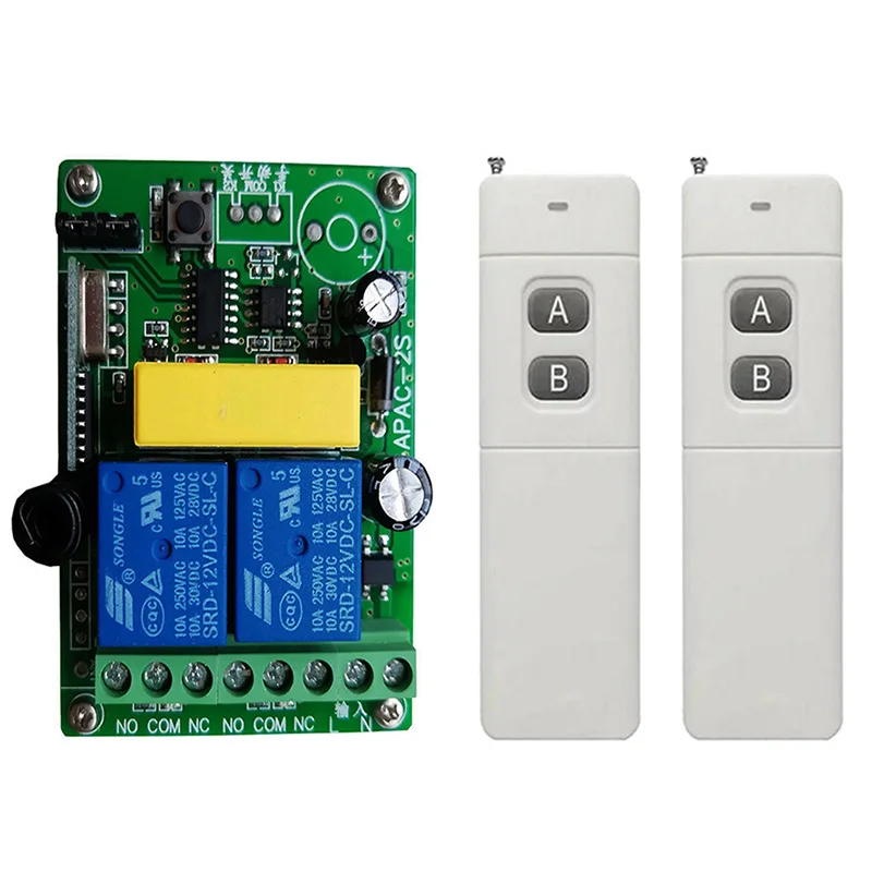Универсальный беспроводной пульт дистанционного управления, 3000 м, 220 В переменного тока, 2 канала, релейный модуль приемника 10 А и радиочастотные пульты дистанционного управления