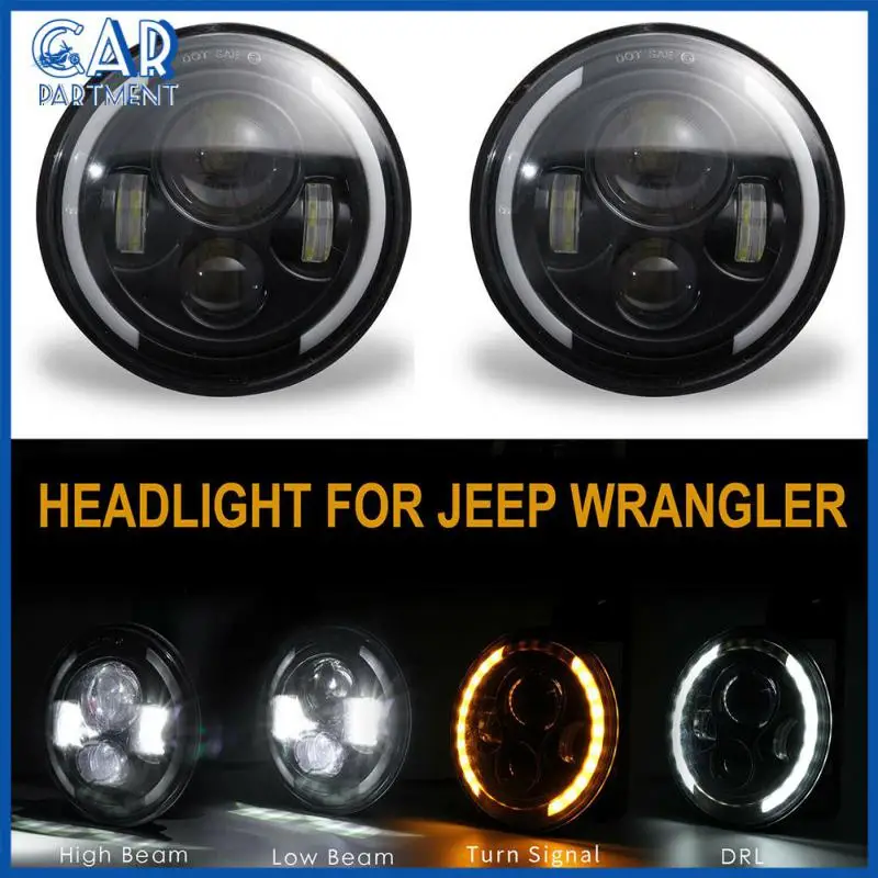 

1pc Car LED Headlight Halo Angel Eye Wrangler Light H4/H13 7 Inch 150W For Jeep Wrangler JK LJ TJ CJ 40000LM 6000K+3000K 4 Modes