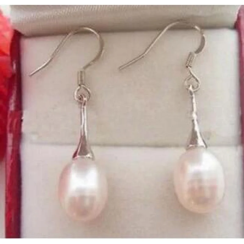 

BEAUTIFUL REAL NATURAL WHITE CULTURED PEARL DANGLE DROP EARRING SILVER HOOK AAA