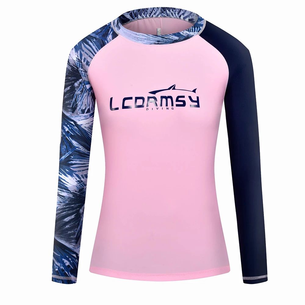 Fashion Print Women Protective Shirts Long Sleeve Swim Surf Top Water Sports Beach Fitness Quick Dry Sun Protection UPF 50+ 2022