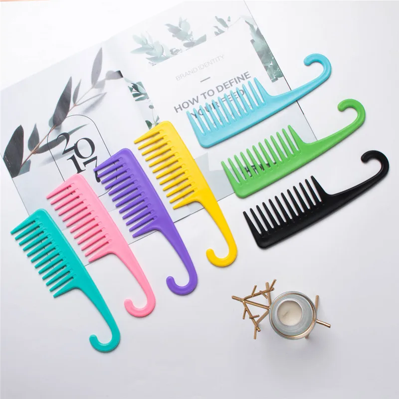 

Sdatter Large Wide Tooth Combs of Hook Handle Detangling Reduce Hair Loss Comb Pro Hairdress Salon Dyeing Styling Brush Tools Ho