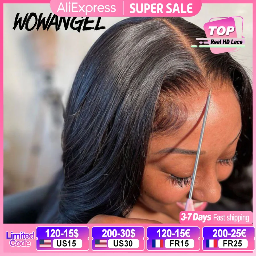 Wowangel 13×6 Full Lace Frontal HD Lace Frontal Wigs Body Wave Human Hair Wigs 250% HD Lace Closure Wigs Melt Skins Glueless