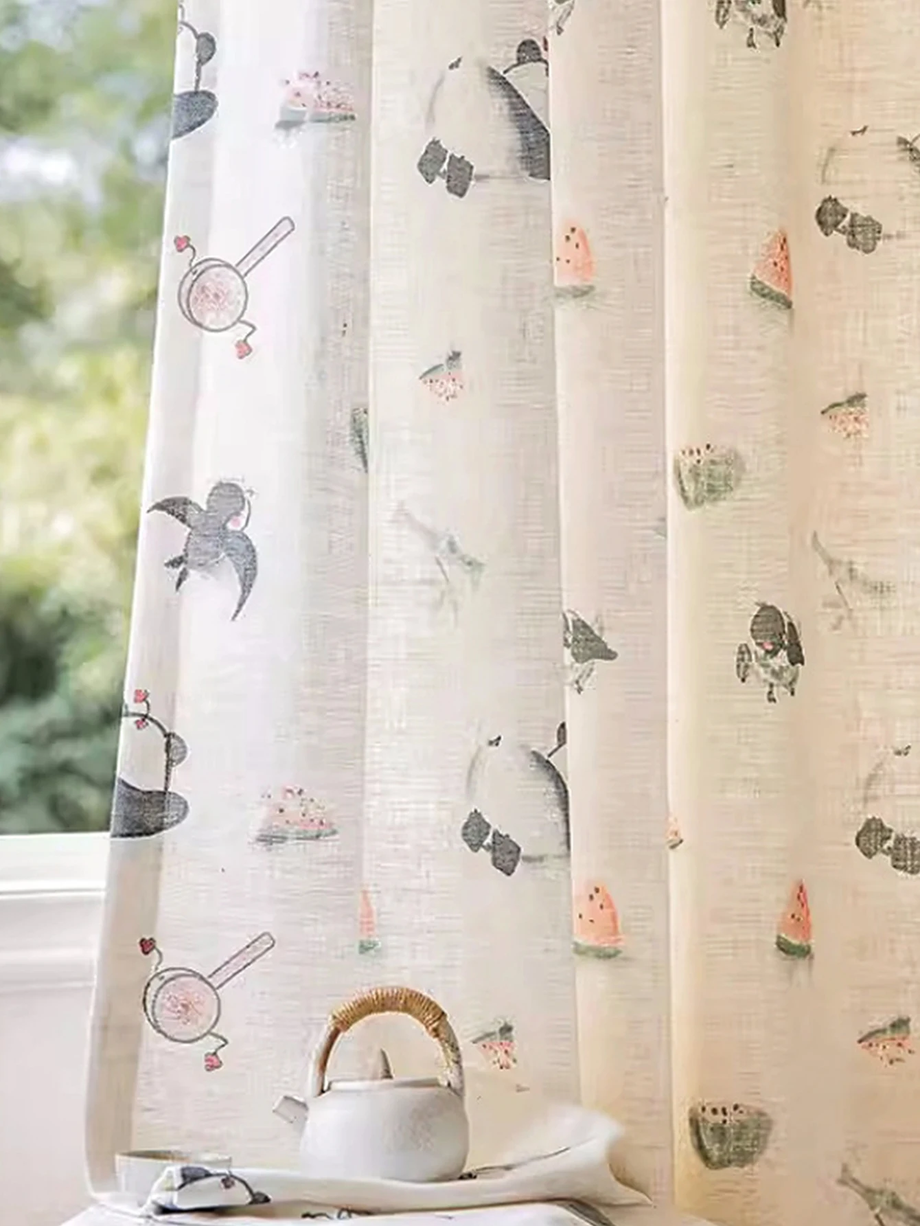 Полупрозрачные занавески из хлопка и льна с вышивкой 1 шт.