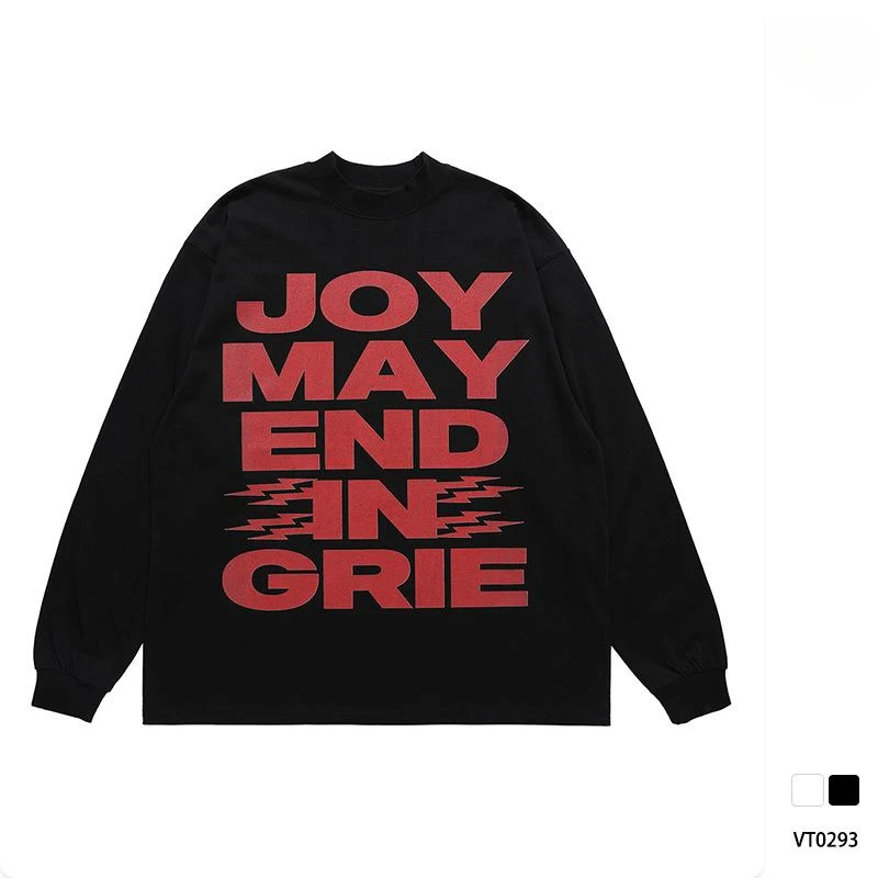 

Streetwear Letter Oversize Long Sleeve T Shirt Men 100% Cotton Kanye Men's T-shirts Fugees Oversized T-shirt Retro Y2k Clothing