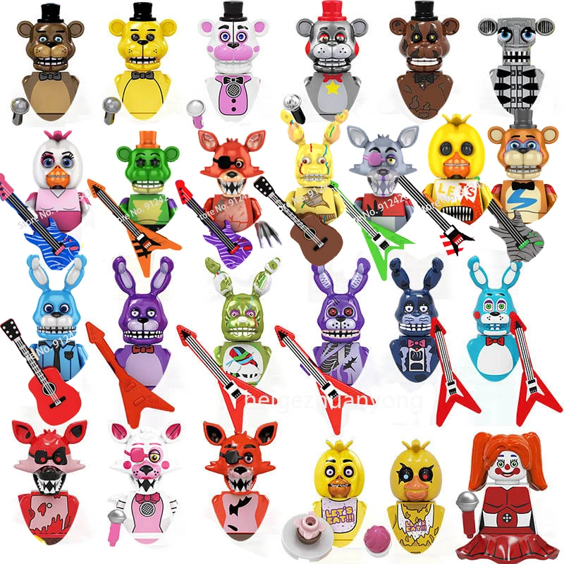 FNAF Five Nights Buy 8 Pcs Blocks Gift Game Figure FNAF Toy Figurine Nightmare Chica Bonnie Foxy Golden Bonnie Bear Figures Gift