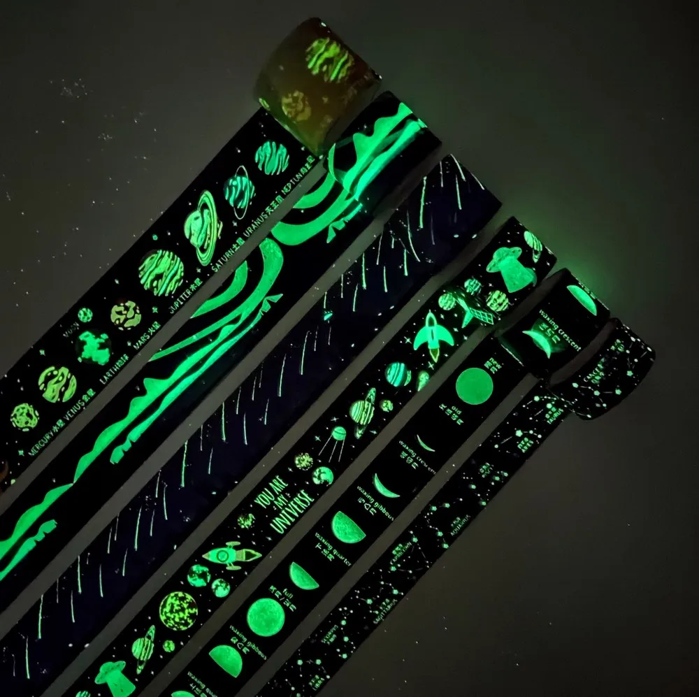 

6pcs Glow in Dark Washi Tape Set Constellation Night View Universe Star Scrapbooking Office Supplies Adhesive Sticker Stationery