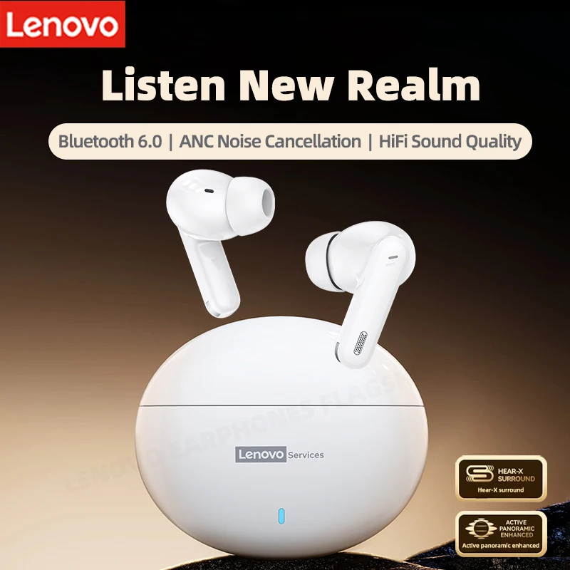 Фото Новые беспроводные наушники Lenovo LE253 TWS Bluetooth 6.0, HiFi-звук, шумоподавление ANC, для игр, звонков, спорта, с микрофоном №2