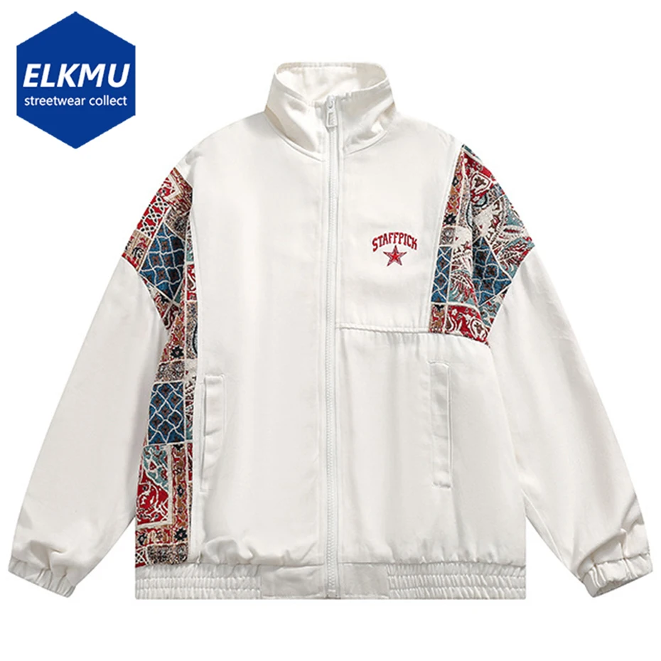 

Embroidery Splicing Y2K Jacket 2023 New Men Oversized White Coat Harajuku Streetwear Hip Hop Jackets Spring Autumn Casual Coat