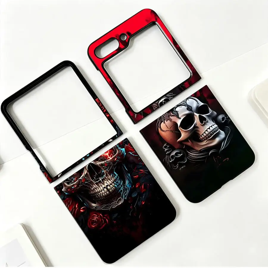 Фото Чехол для телефона Samsung Galaxy Z Flip 8 Z Flip 7 6 5 4 Z Flip4 ZFlip8 ZFlip7 FE Z Flip6 Z Flip5 Cool Dark Skull №2