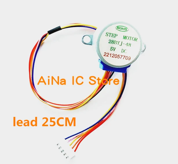 10 шт./партия, 4-фазный 5-проводной Шаговый электродвигатель постоянного тока 5 В 28YBJ-48 28BYJ48, свинец шагового двигателя 25 см