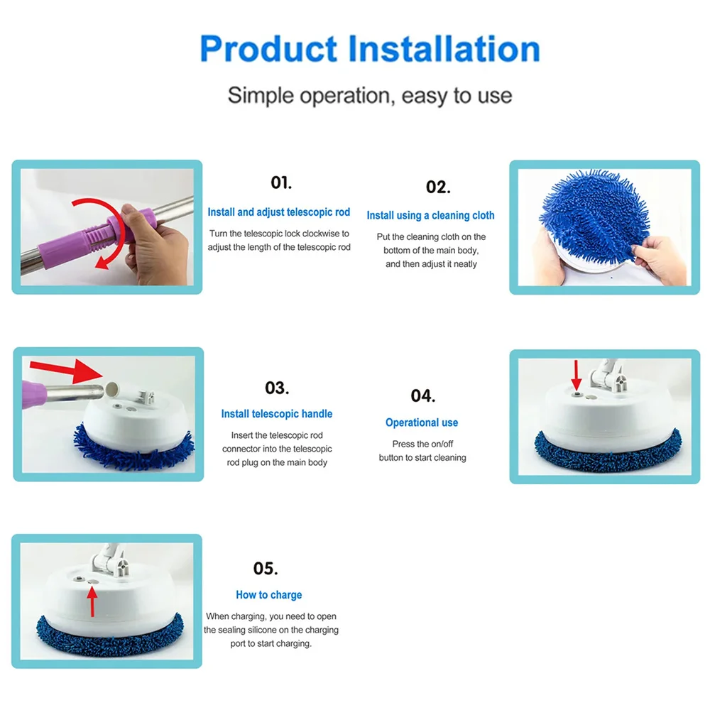 Беспроводная Перезаряжаемая Электрическая Швабра С Телескопической Ручкой