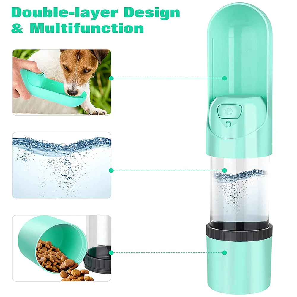 

2022 Portable Pet Dog Water Bottle 300ml Drinking Bowl for Small Medium Large Dogs Feeding Water Dispenser Dogs Outdoor Bottles