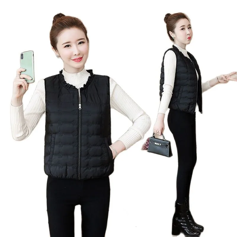 

Lightweight cotton vest women's short light thin autumn and winter Korean style thin student cotton waistcoat jacket P3 1080
