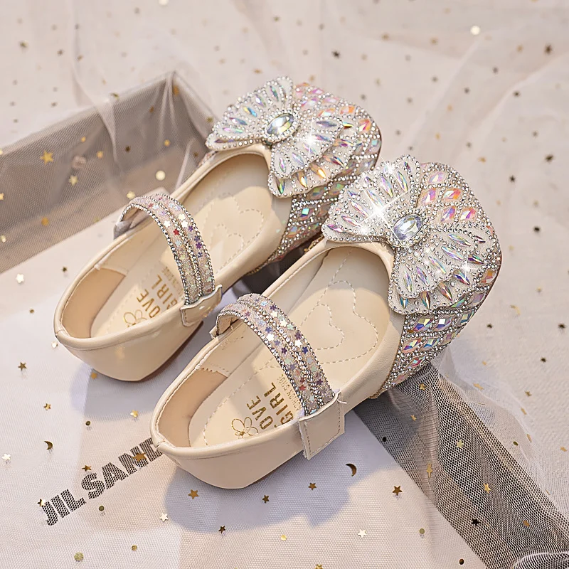 Детские блестящие босоножки с бантом на весну/лето