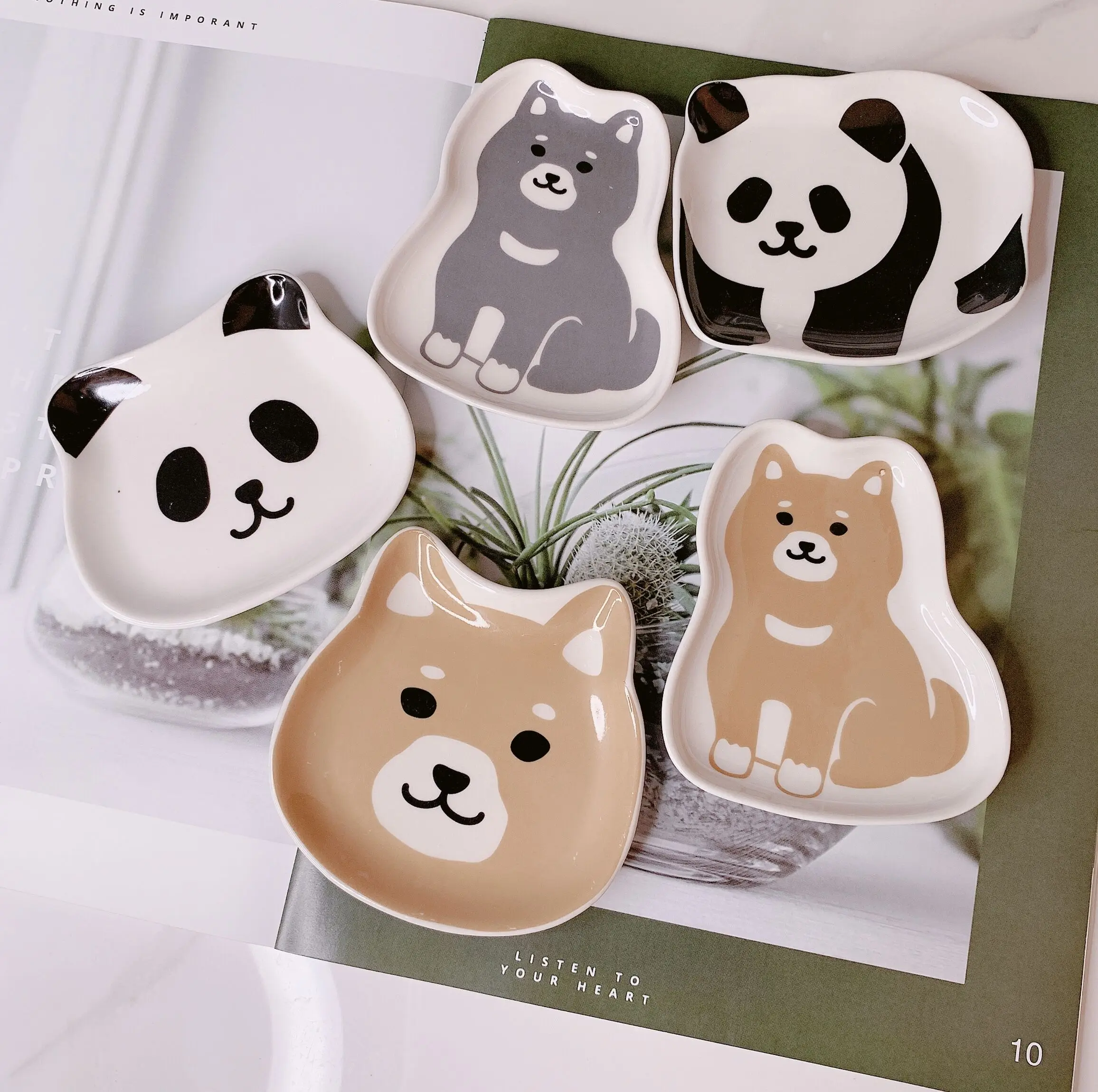 Керамическая посуда в японском стиле с изображением панды Сиба-инуи креативное