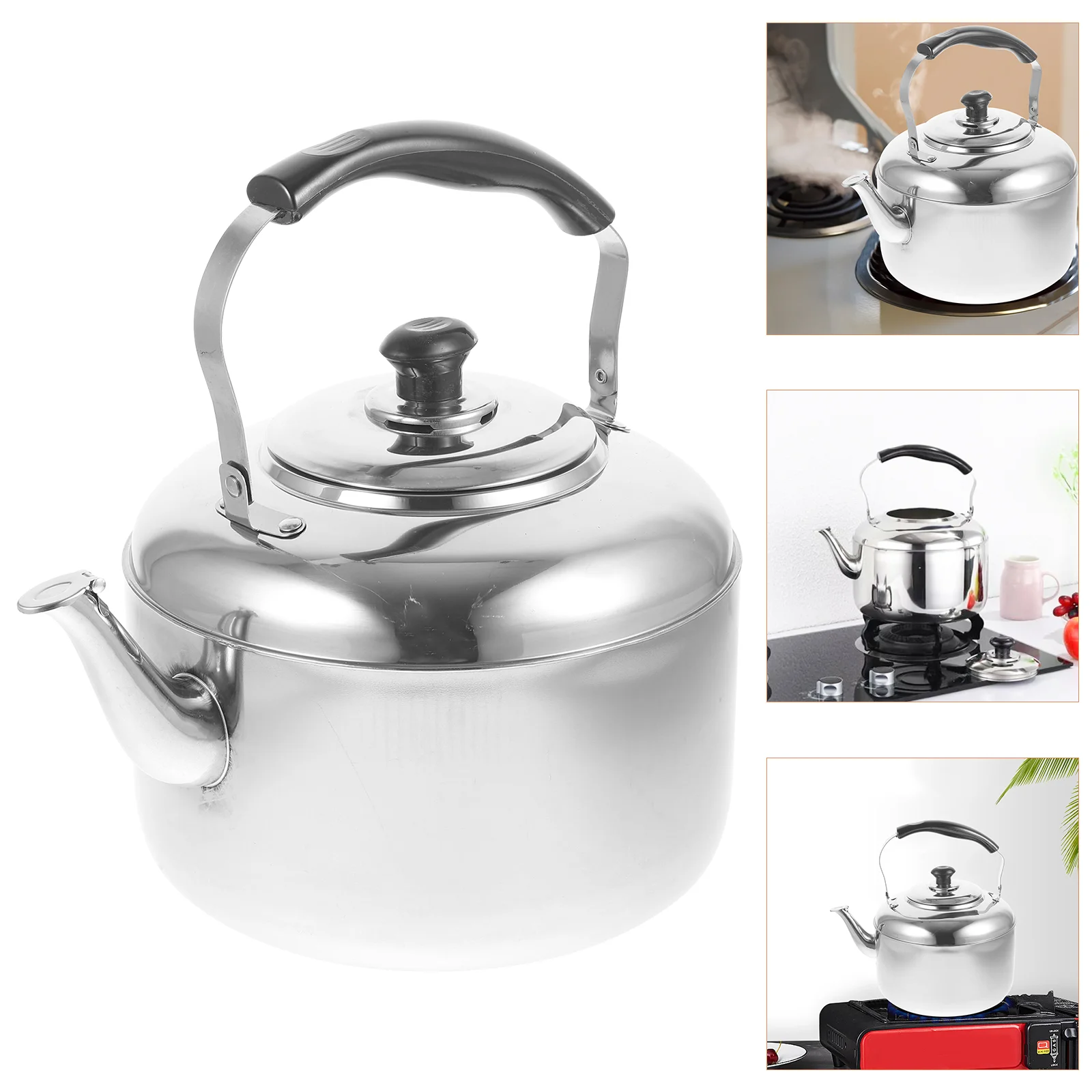 

Whistling Water Kettle Stainless Steel Sound Tea Kettle with Handle Boiling Water Kettle Coffee Soup Serving Kettle Gas Bubbles