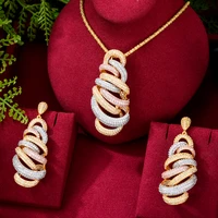 soramoore luxury 2pcs big pendant necklace earrings jewelry set super original fashion accessories for women bridal new design