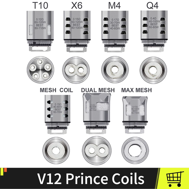 

3pcs/Pack V12 PRINCE Coils Q4 0.4ohm Vape Coils For V12 Prince Atomizer T-PRIV 3 Kits Electronic Cigarettes Cores