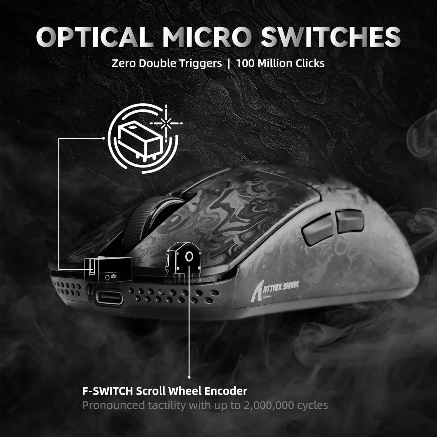 Фото Беспроводная игровая мышь ATTACK SHARK R11 Ultra 8K из углеродного волокна с сенсором PAW3950 42000 DPI MAX и чипом Nordic 52840 MCU №3