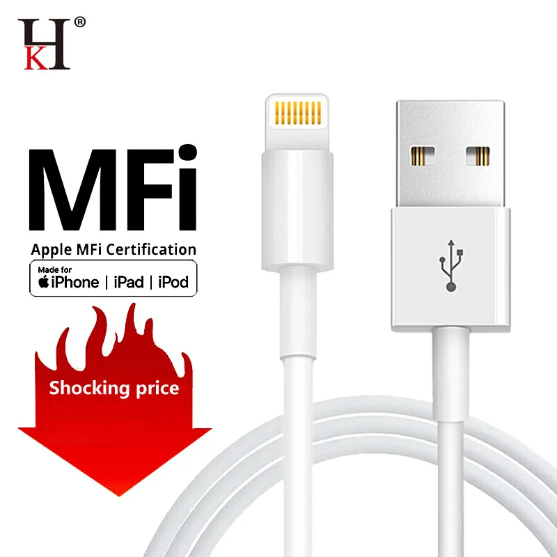 

HK USB к Lightning Кабель для iPhone 11 12 13 pro 2.4A зарядный кабель для iPhone XS Max X XR 8 7 6S plus MFi зарядный кабель для телефона