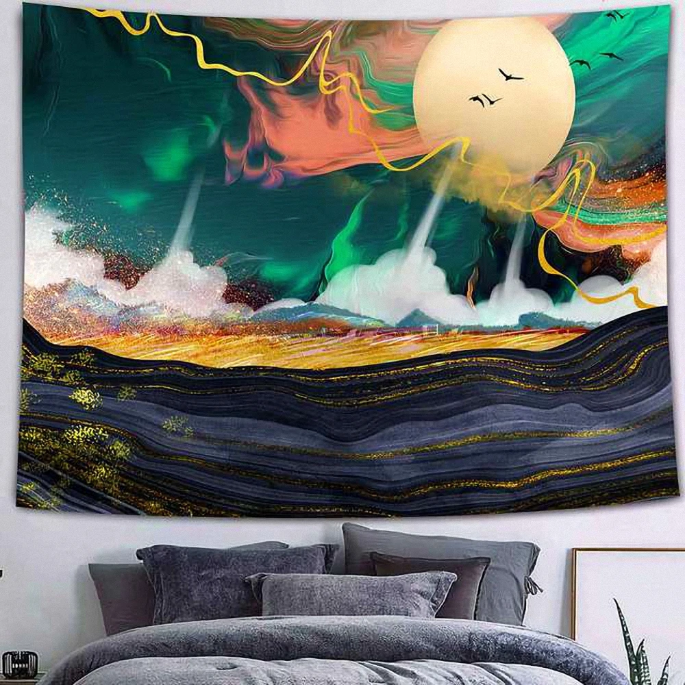

Simsant Cyber-Punk Tapestry Psychedelic Fantasy Future City Cyberspace Tapestry Neon Good Vibes Only Planet Mountains Poster G5