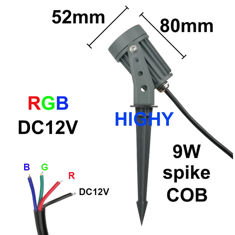 

HIGHY RGB Садовая лампа COB 9Вт 12В