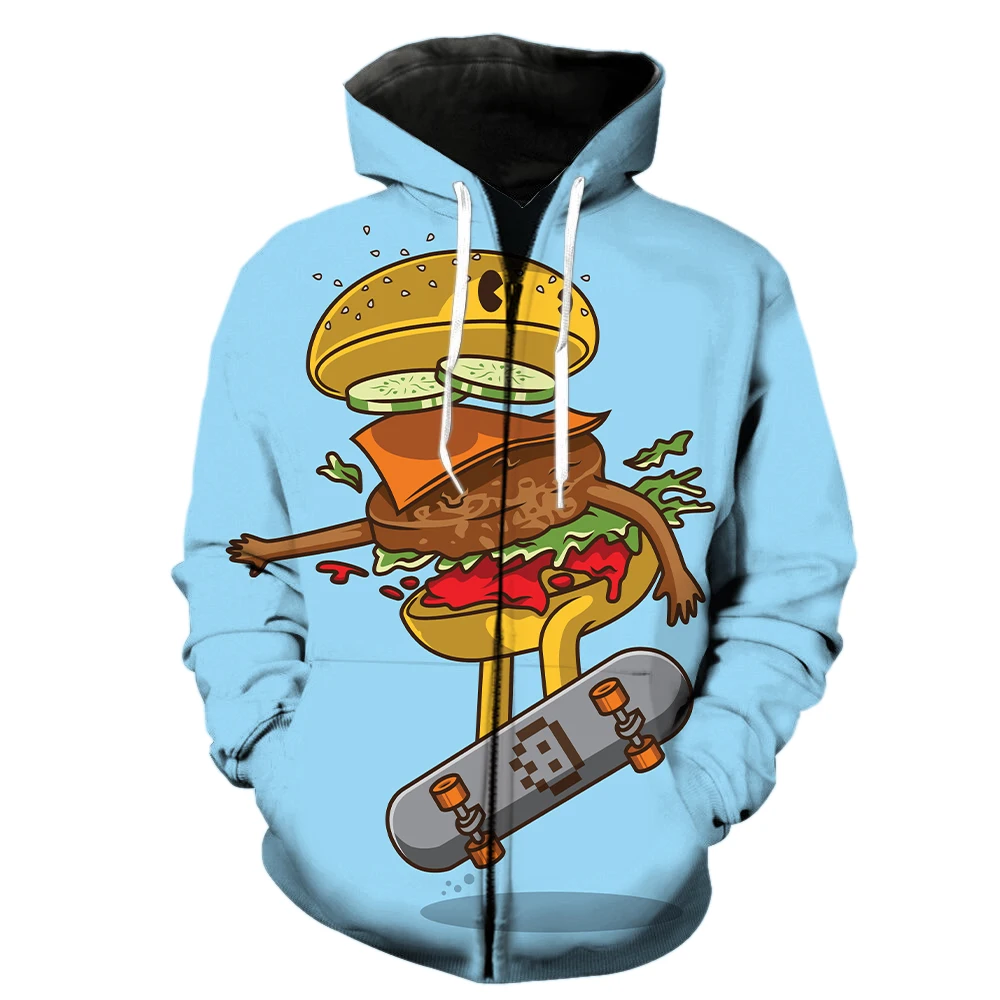 

Cartoon Skateboard Men's Zipper Hoodie Harajuku Hip Hop Funny 2022 Hot Sale 3D Printed Tops Teens Fashion Streetwear Casual Cool