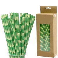 kraft paper disposable strawers home kitchen bar accessories party supplies one time creative paper bamboo pattern straws 100pc