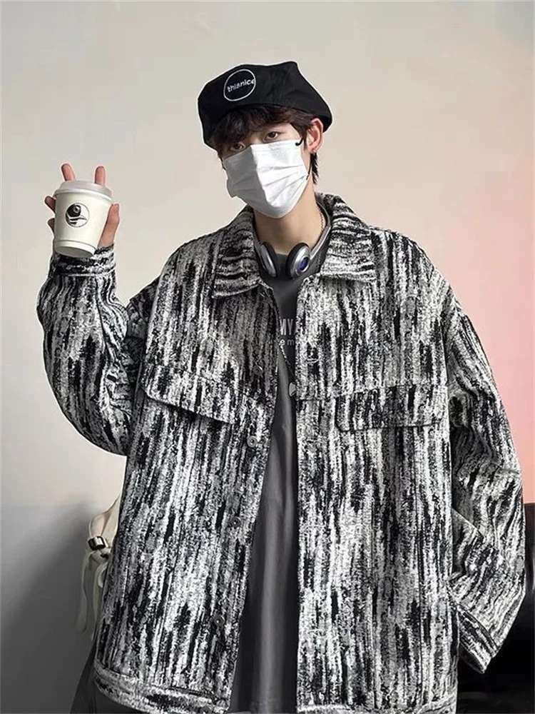 Куртка мужская джинсовая Свободный Топ с оборками уличная одежда в стиле