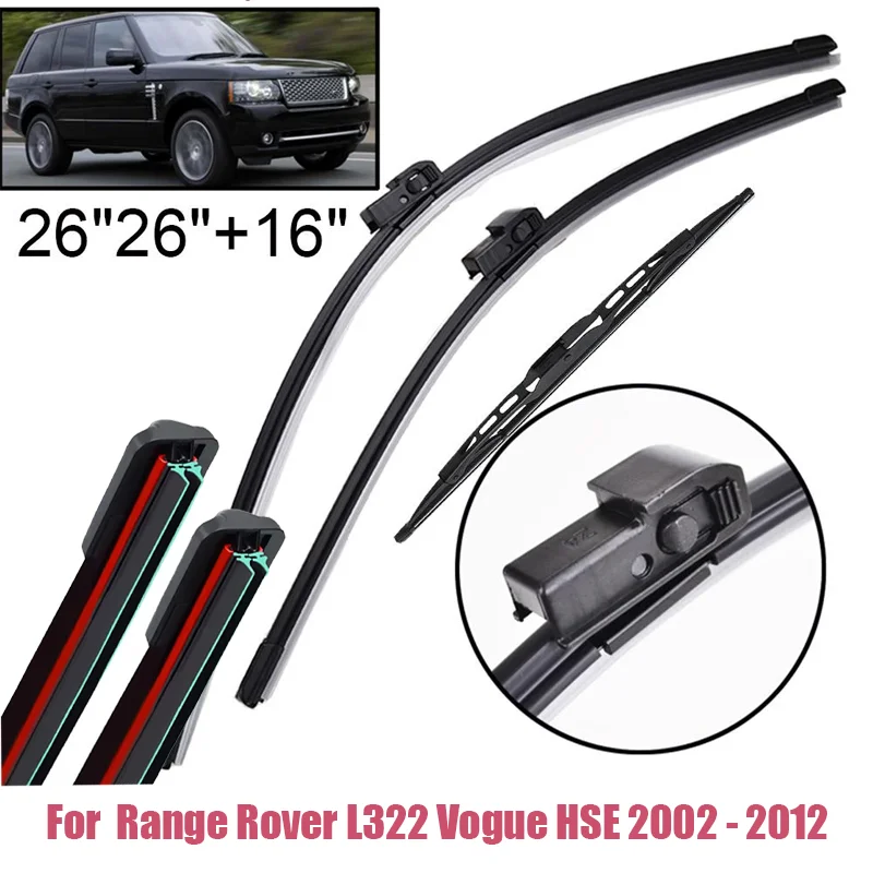 

Комплект передних и задних щеток стеклоочистителя для Range Rover L322 Vogue HSE 2002-2012, 26"+26"+16"