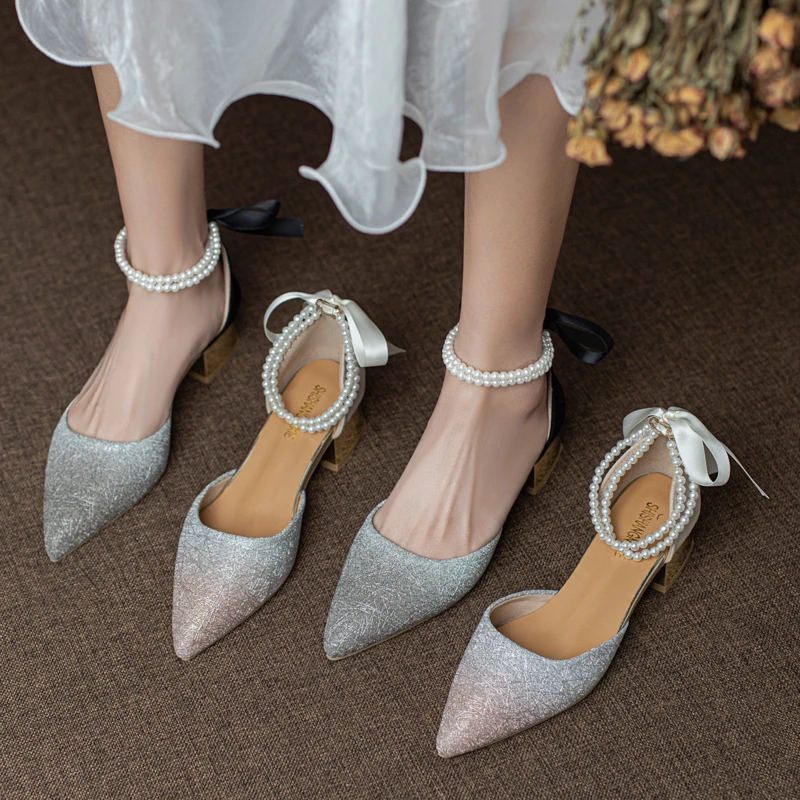 

Босоножки женские на среднем каблуке, с острым носком, в стиле ретро