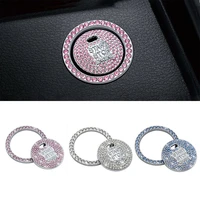 1pcs car engine ignition start button decor ring crystal sticker start stop ignition push button switch cover decal bling pink