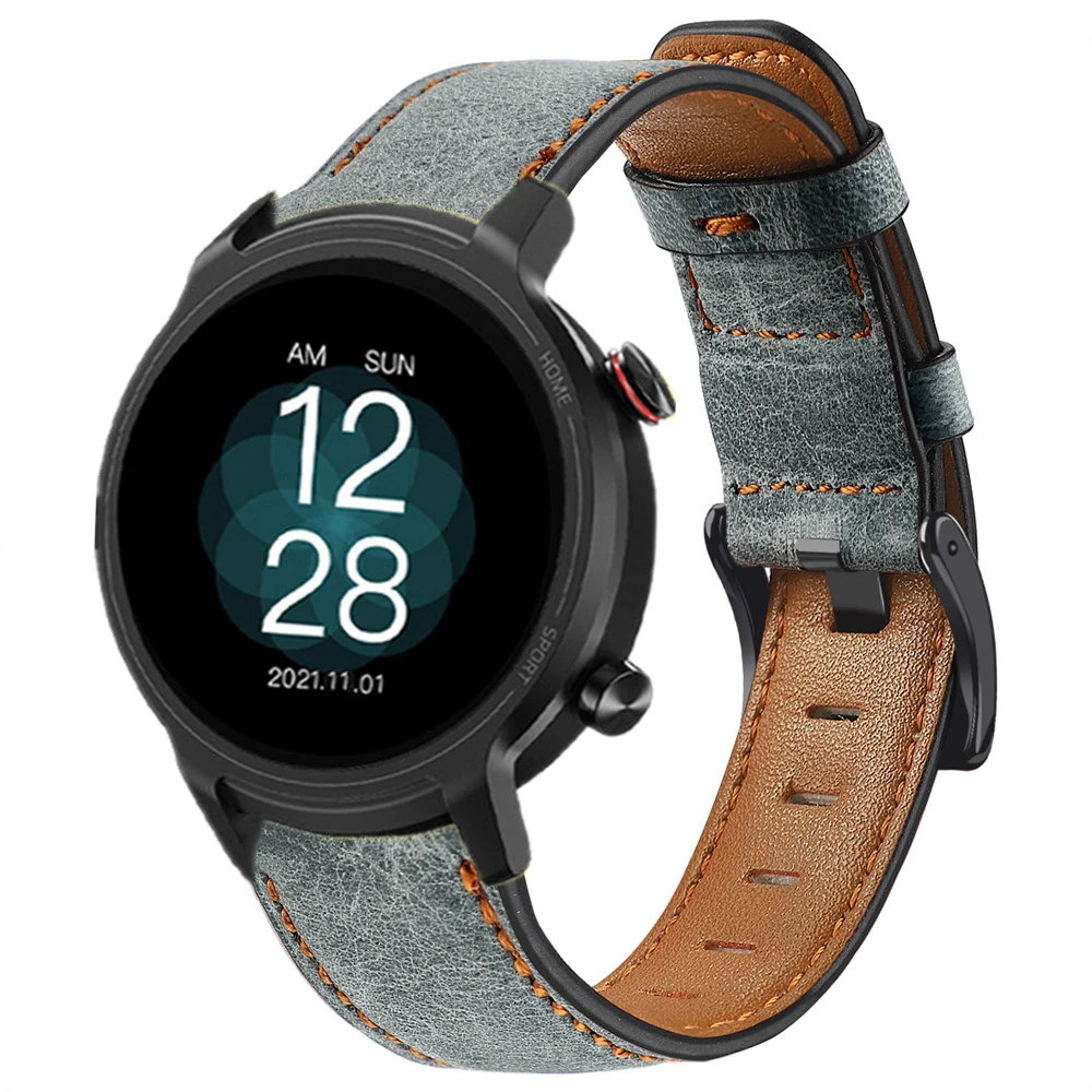 Leather Wrist Strap For Ticwatch Pro X E3 E 2 GTK GTA GTH Retro Bracelet For Haylou GST RT2 RS4 Classic Look Smart Watchband New