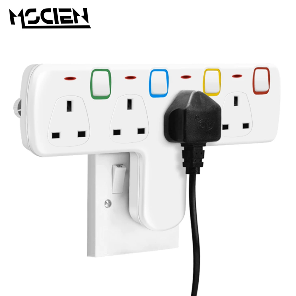 

MSCIEN T Shape Power Strip Homen Kitchen Office Electric Power Socket Extension with Switch AC Outlets 2 Ports Charging Adapter