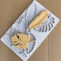 monstera deliciosa leaf feather shape silicone mold diy clay plaster chocolate mold cake baking decoration feather clay mold