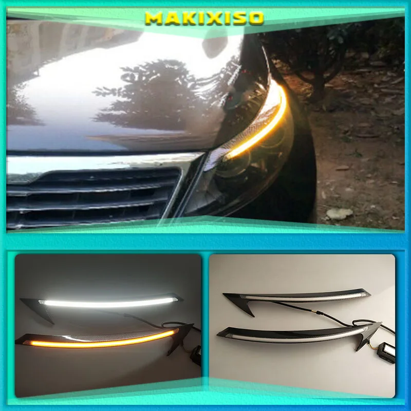 

Дневные ходовые огни со светодиодный Ной подсветкой, 2 шт., указатели поворота, автомобильные передние фары для Kia Sportage 2011, 2012, 2013, 2014, 2015