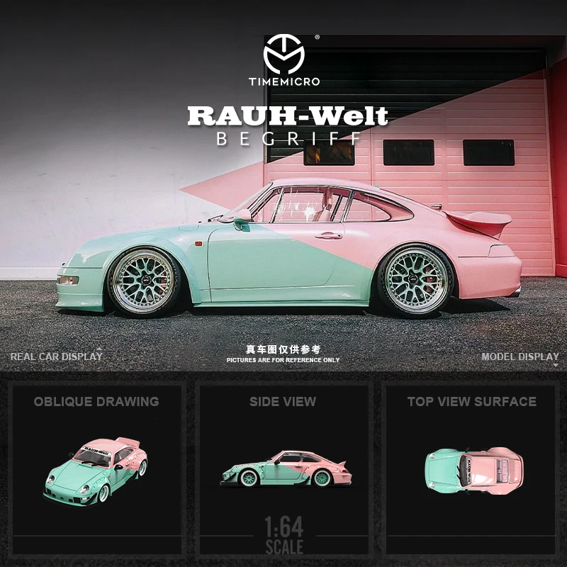 

** Предварительная заказ ** время Micro 1:64 RWB 993 Ducktail pinktail голубой литая модель автомобиля