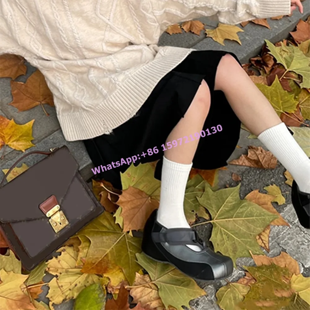 Черные серые туфли Мэри Джейн с квадратным носком и пряжкой неглубокие высоким