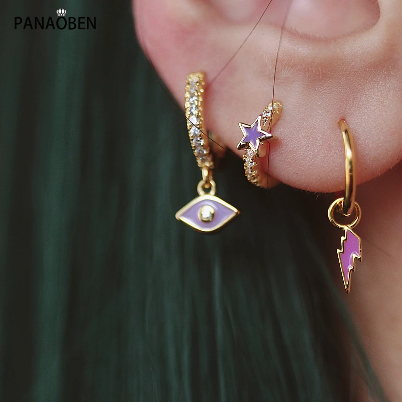 

Женские серебряные серьги-кольца с маленькой звездой