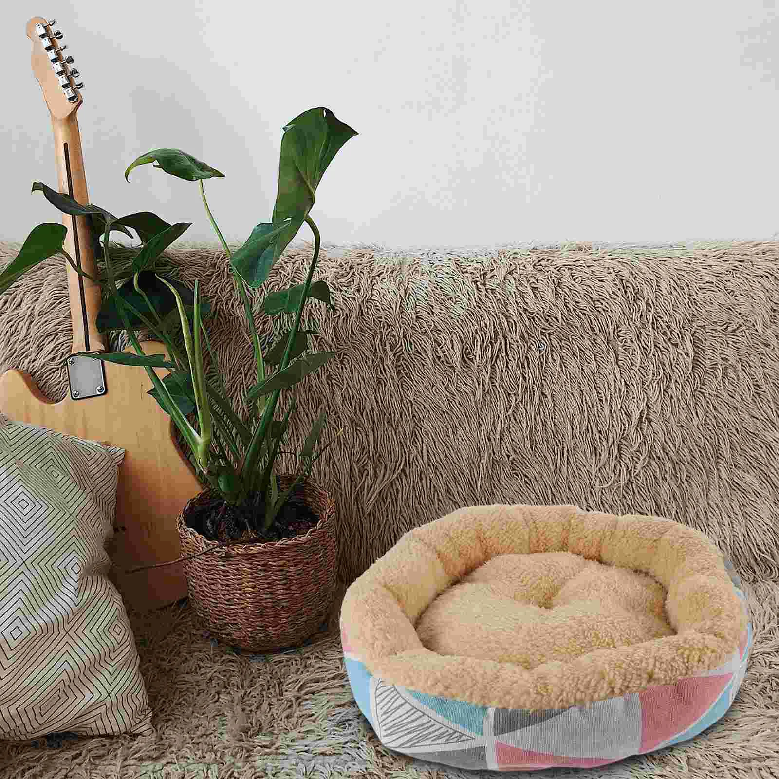 

Round Dog Bed and Cat Cushion for Small Medium Dogs and Cat Pet Warm Cushion