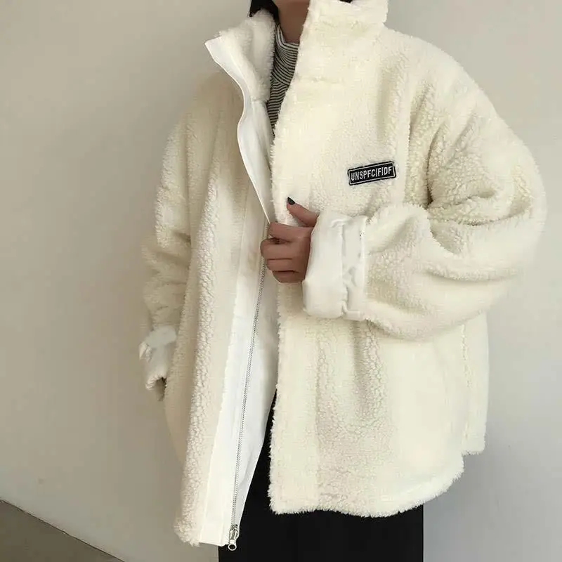 Retro 90s Style Both Sides Wear Women Jacket Winter Coat Cotton Cashmere Loose Winter Coats for Woman Jackets Female Clothing