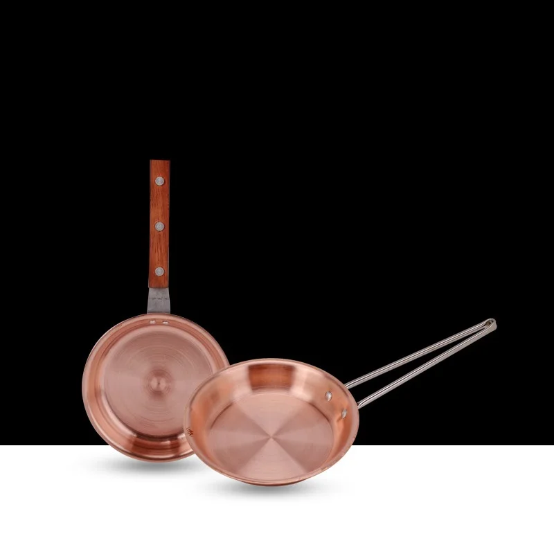 

red copper frying pan thickened steak Steak pan eggs