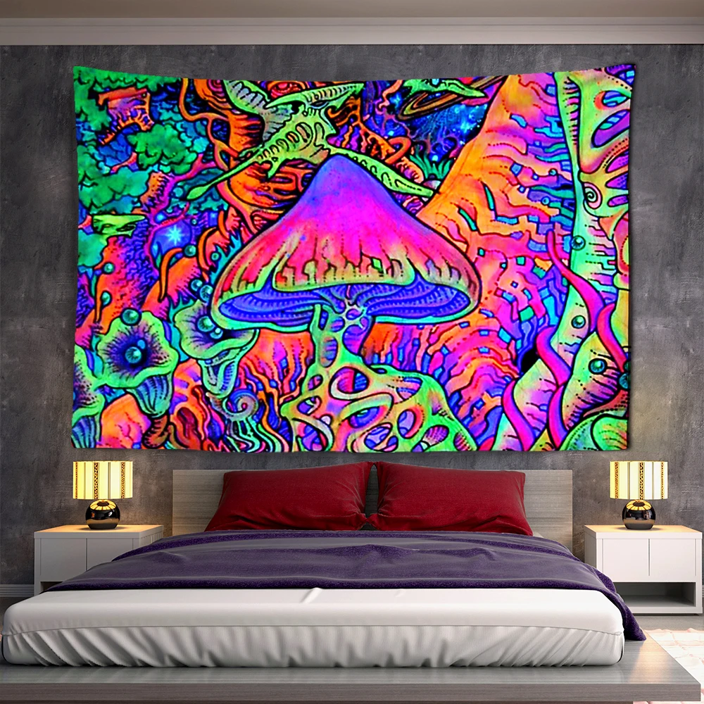 Гриб психоделический гобелен комнатный настенный Богемный Цыганский для